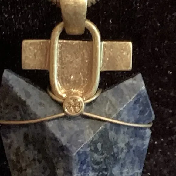 Tory Burch Sodalite Arrowhead Pendant with Matte Gold Chain - Picture 6 of 11